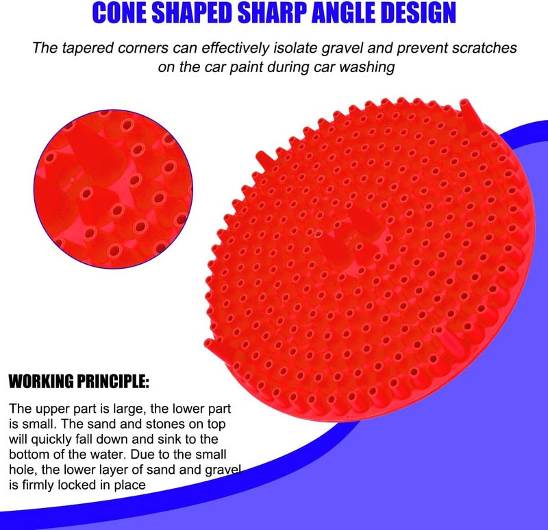 Sandfren 2PCS Car Wash Bucket Grit Trap Insert, 10.2" Vehicle Detailing Washing Filters for Dirt & Debris Trapping, Auto Collecting Sediment Cleaning Tool, Universal for SUV Sedan Truck (Red) - Image 3